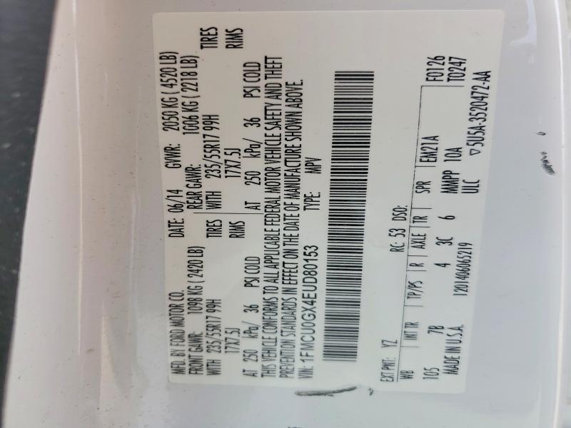 61557306 :رقم المزاد ، 1FMCU0GX4EUD80153 vin ، 2014 Ford Escape مزاد بيع