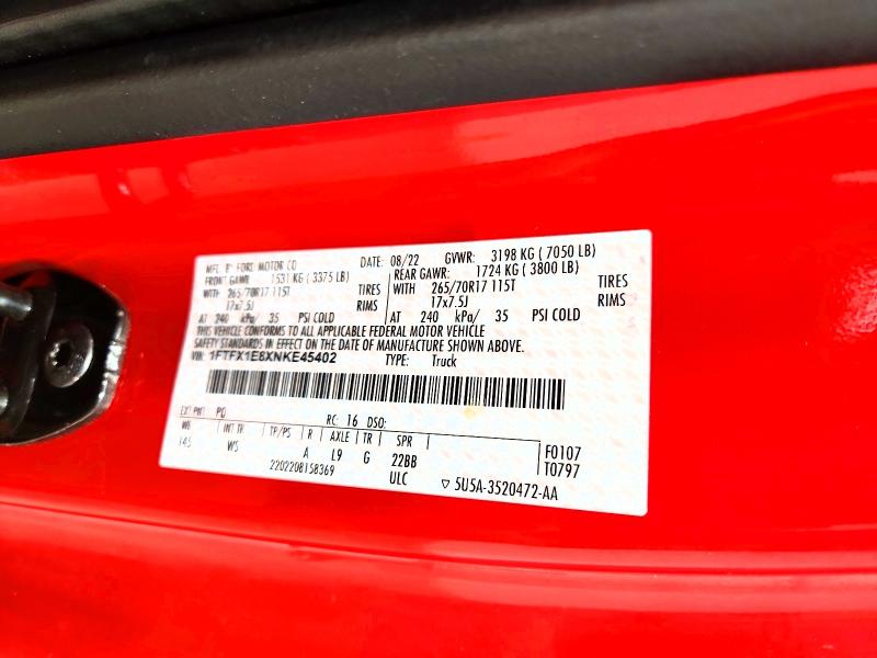 Продажа на аукционе авто 2022 Ford F150, vin: 1FTFX1E8XNKE45402, номер лота: 62573126