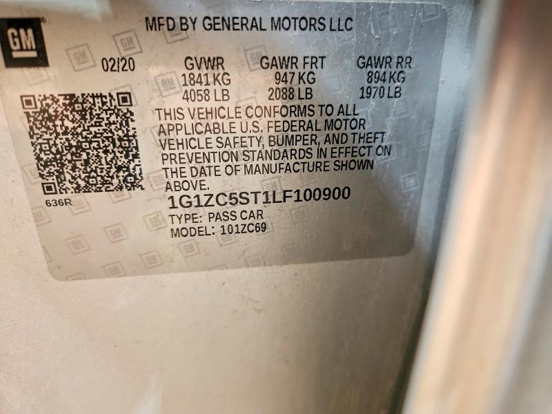 2020 Chevrolet Malibu მანქანა იყიდება აუქციონზე, vin: 1G1ZC5ST1LF100900, აუქციონის ნომერი: 58835516