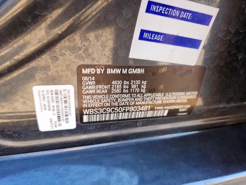 59363676 :رقم المزاد ، WBS3C9C50FP803481 vin ، 2015 Bmw M3 مزاد بيع