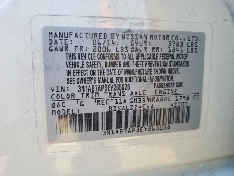 2014 Nissan Sentra მანქანა იყიდება აუქციონზე, vin: 3N1AB7AP3EY265028, აუქციონის ნომერი: 60622526