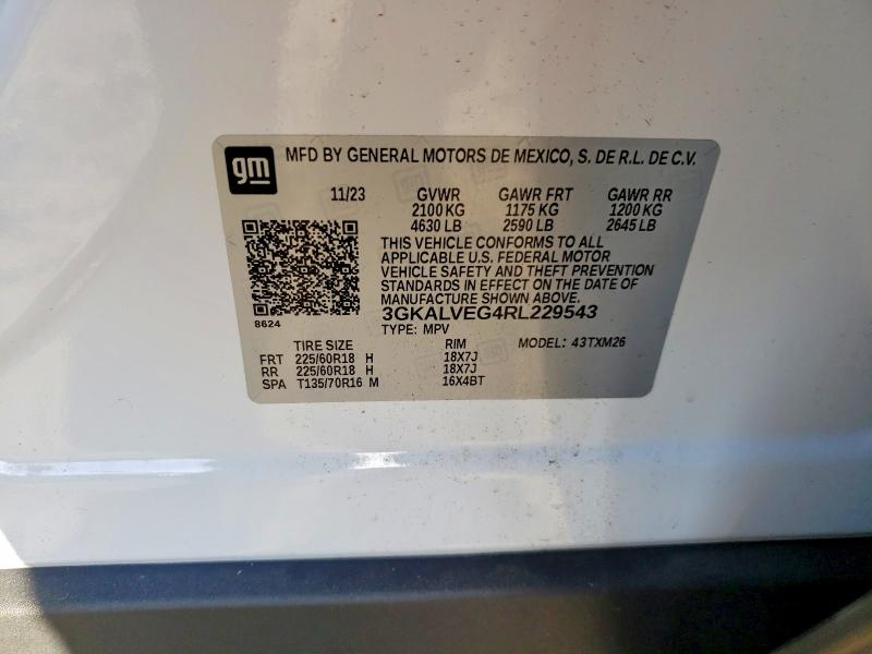 2024 Gmc Terrain მანქანა იყიდება აუქციონზე, vin: 3GKALVEG4RL229543, აუქციონის ნომერი: 62541636