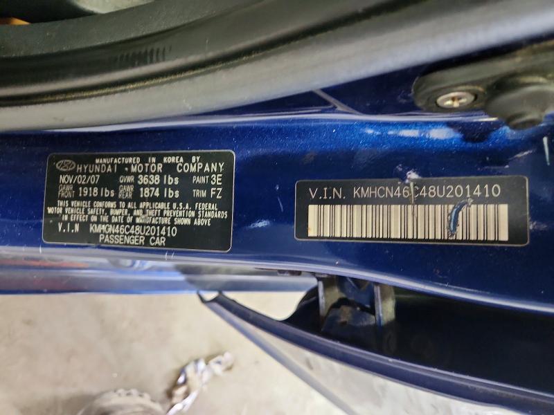 Aukcja sprzedaży 2008 Hyundai Accent, vin: KMHCN46C48U201410, numer aukcji: 60644106