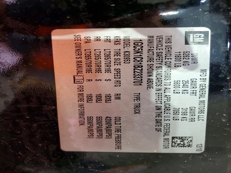 62156996 :رقم المزاد ، 1GC5K1C81BZ233701 vin ، 2011 Chevrolet Silverado مزاد بيع
