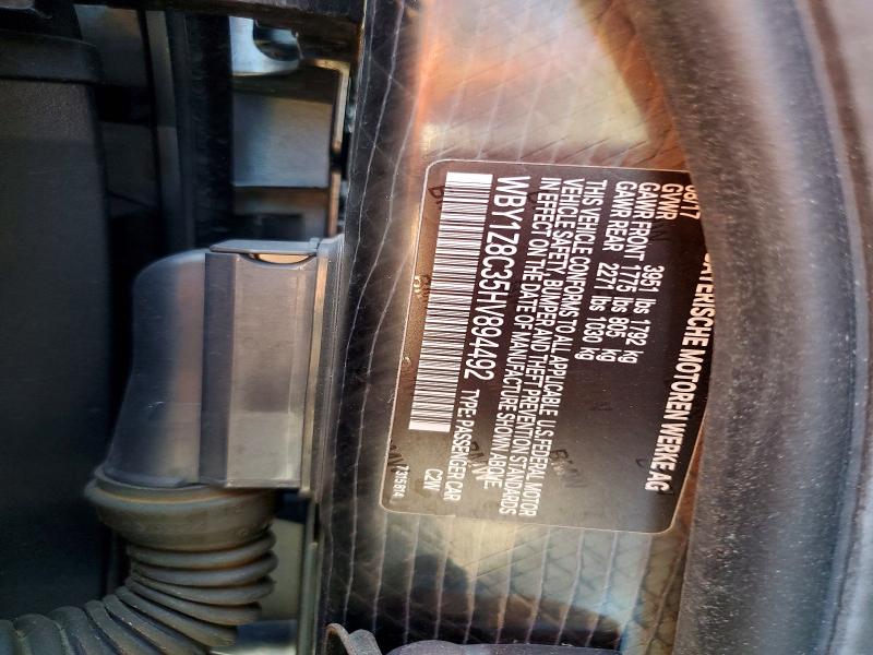 Продаж на аукціоні авто 2017 Bmw I3, vin: WBY1Z8C35HV894492, номер лоту: 61523246