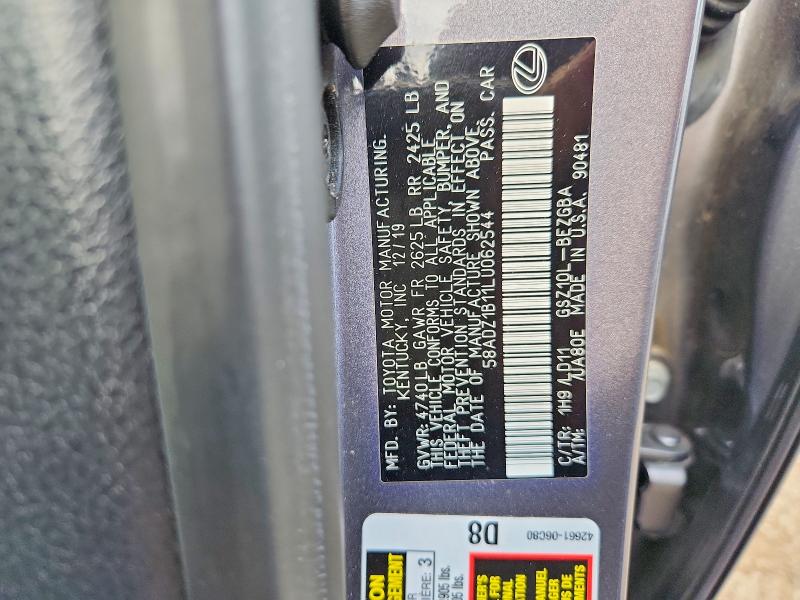 Продажа на аукционе авто 2020 Lexus Es, vin: 58ADZ1B11LU062544, номер лота: 62868066