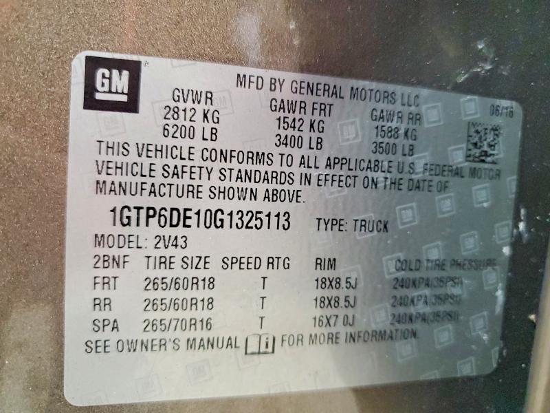 2016 Gmc Canyon მანქანა იყიდება აუქციონზე, vin: 1GTP6DE10G1325113, აუქციონის ნომერი: 62972636