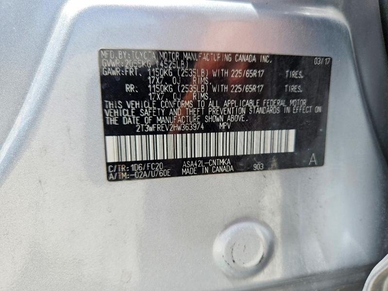 Aukcja sprzedaży 2017 Toyota Rav4, vin: 2T3WFREV2HW363974, numer aukcji: 63151306