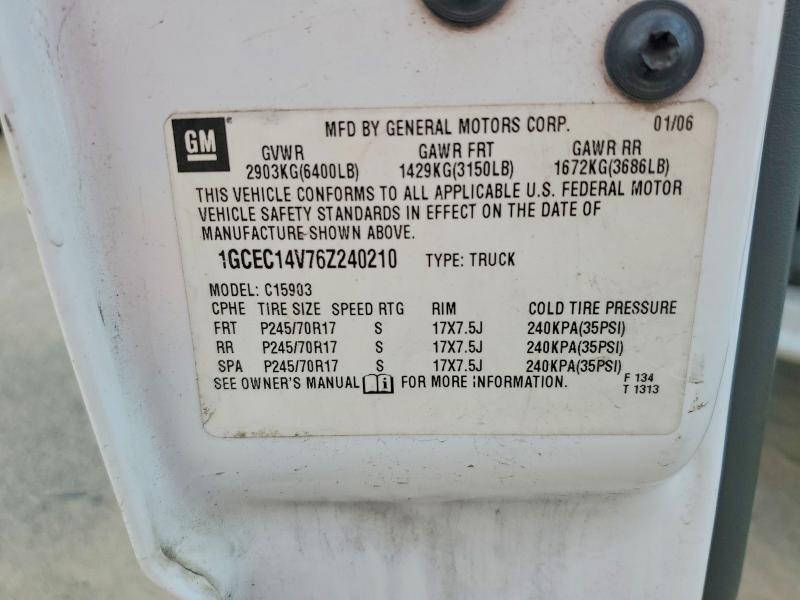 2006 Chevrolet Silverado მანქანა იყიდება აუქციონზე, vin: 1GCEC14V76Z240210, აუქციონის ნომერი: 60394176