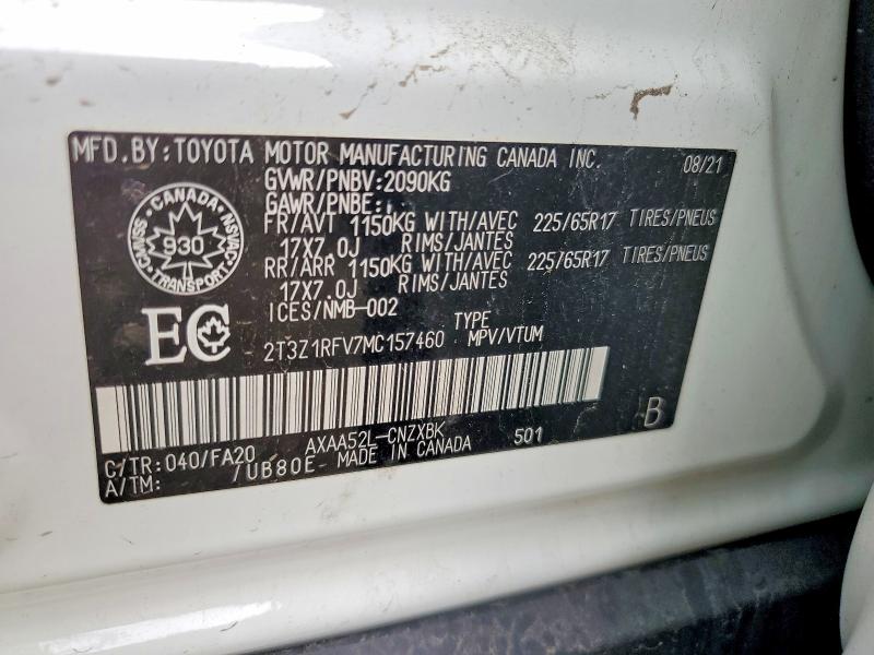 Aukcja sprzedaży 2021 Toyota Rav4, vin: 2T3Z1RFV7MC157460, numer aukcji: 60290276