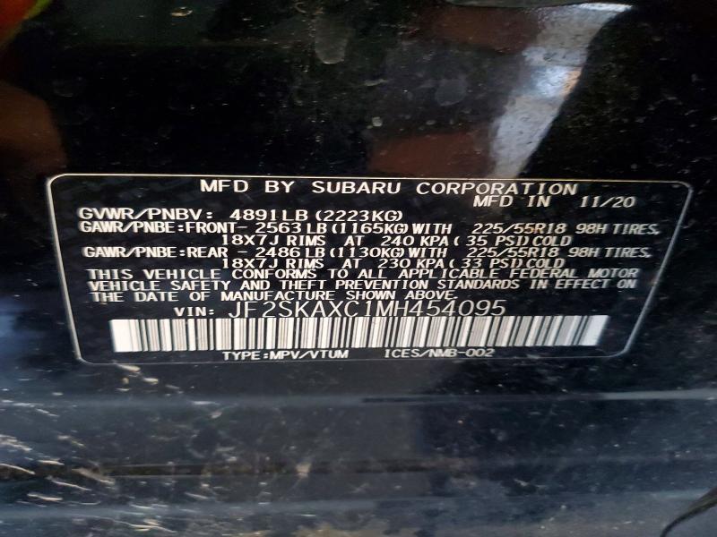 Aukcja sprzedaży 2021 Subaru Forester, vin: JF2SKAXC1MH454095, numer aukcji: 59736376