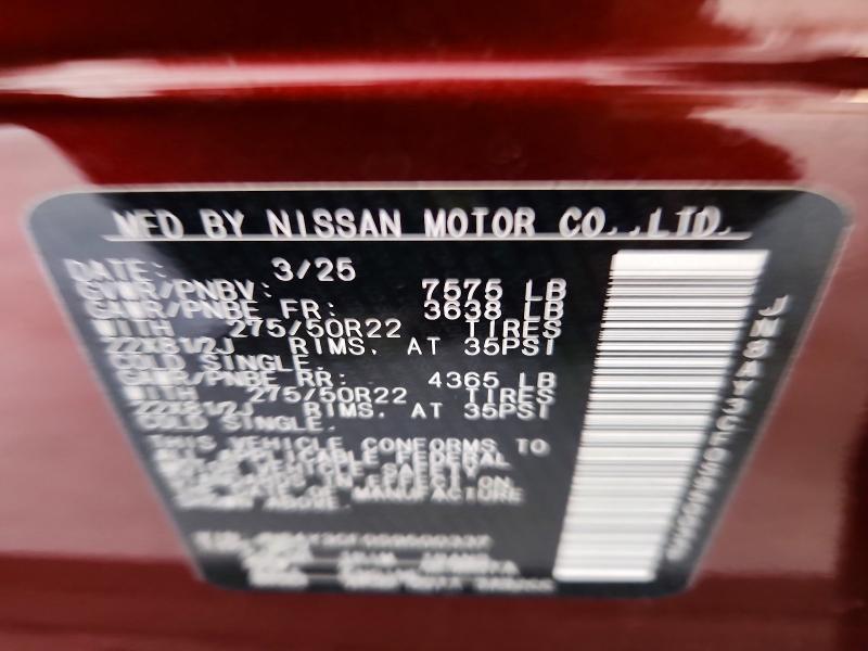 Продажа на аукционе авто 2025 Nissan Armada, vin: JN8AY3CF0S9500337, номер лота: 61746986