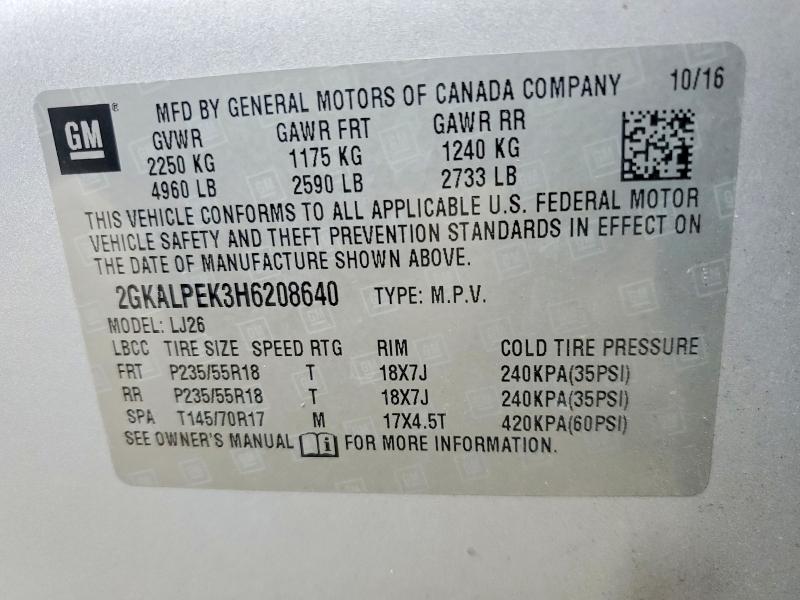 Продаж на аукціоні авто 2017 Gmc Terrain, vin: 2GKALPEK3H6208640, номер лоту: 59979316