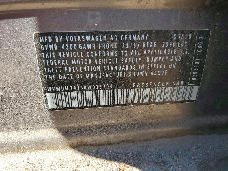 Продажа на аукционе авто 2011 Volkswagen Golf, vin: WVWDM7AJ3BW035704, номер лота: 61557176