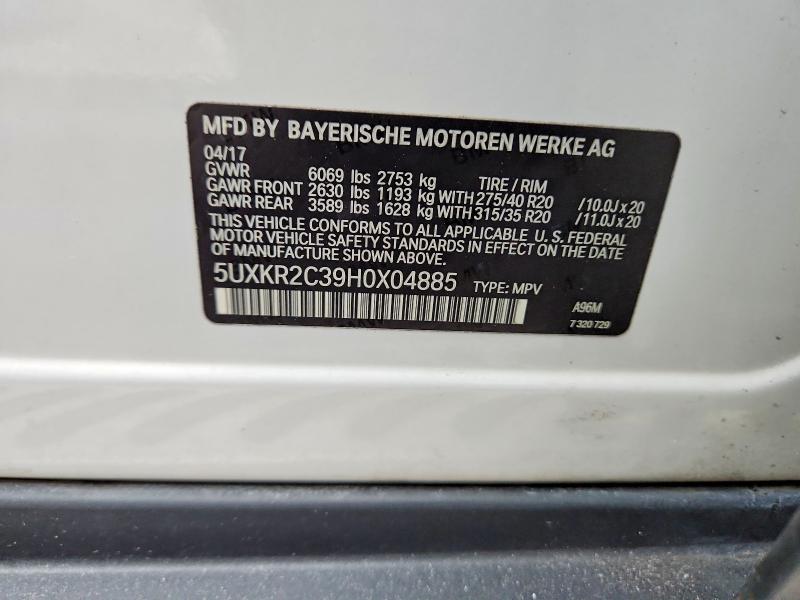 2017 Bmw X5 მანქანა იყიდება აუქციონზე, vin: 5UXKR2C39H0X04885, აუქციონის ნომერი: 60576796