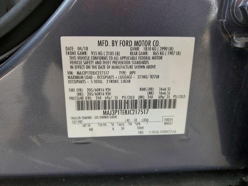 Aukcja sprzedaży 2018 Ford Ecosport, vin: MAJ3P1TE8JC217517, numer aukcji: 60562576