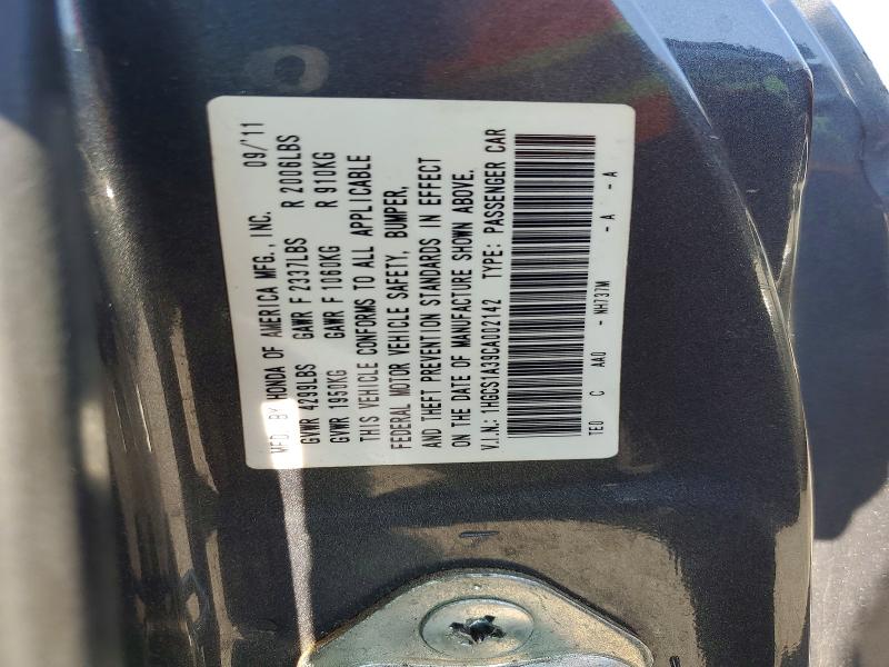 Aukcja sprzedaży 2012 Honda Accord, vin: 1HGCS1A39CA002142, numer aukcji: 59343866