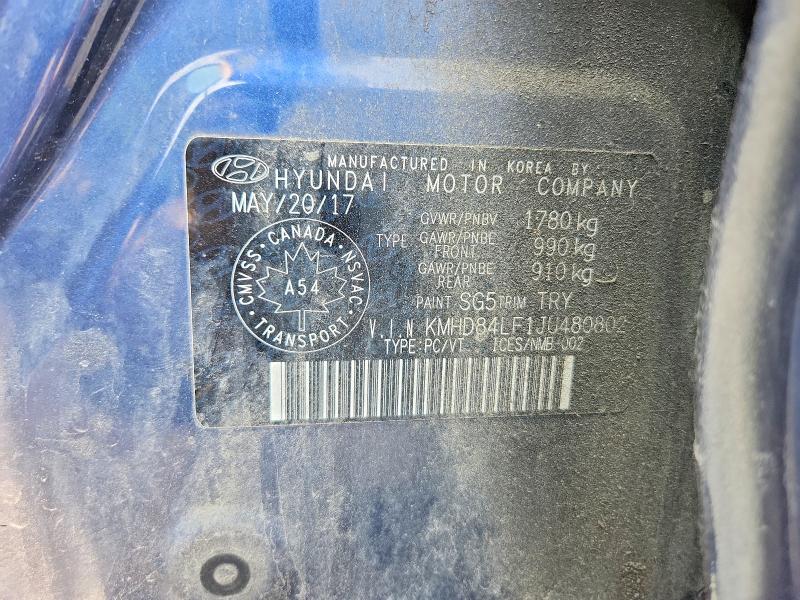 62062276 :رقم المزاد ، KMHD84LF1JU480802 vin ، 2018 Hyundai Elantra مزاد بيع