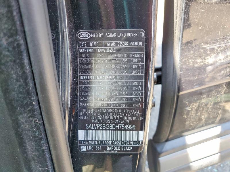 Продажа на аукционе авто 2013 Land Rover Range Rover Evoque, vin: SALVP2BG8DH754996, номер лота: 61566746