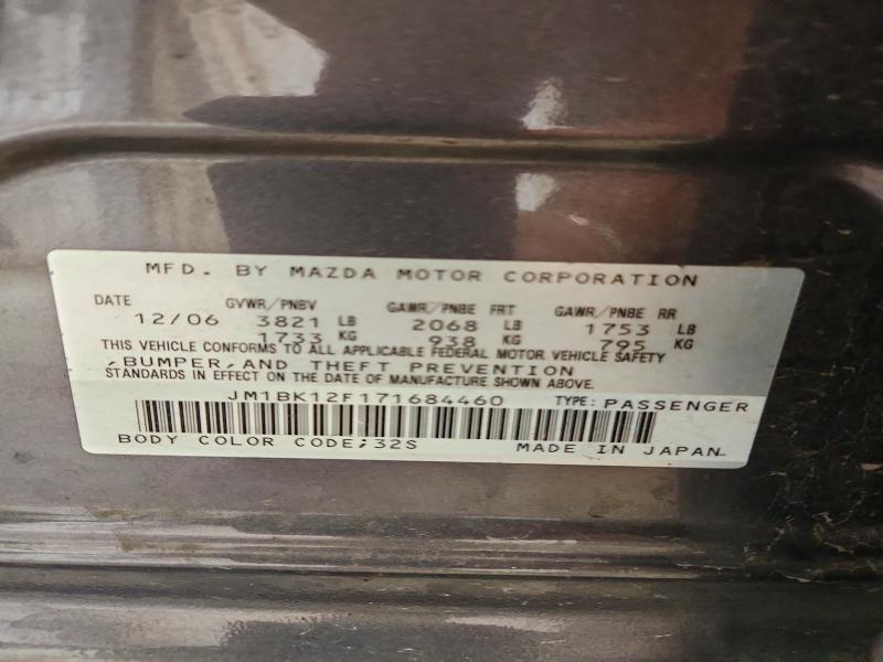 Продаж на аукціоні авто 2007 Mazda 3, vin: JM1BK12F171684460, номер лоту: 61767886