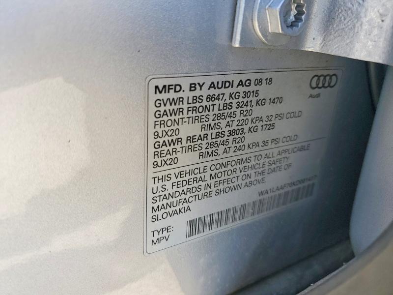 Продаж на аукціоні авто 2019 Audi Q7, vin: WA1LAAF70KD001417, номер лоту: 58813116
