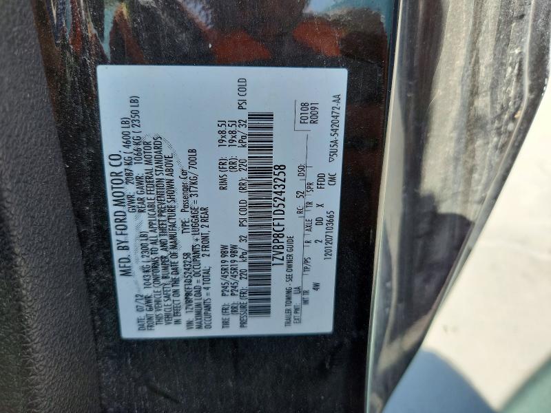 61609256 :رقم المزاد ، 1ZVBP8CF1D5243258 vin ، 2013 Ford Mustang مزاد بيع