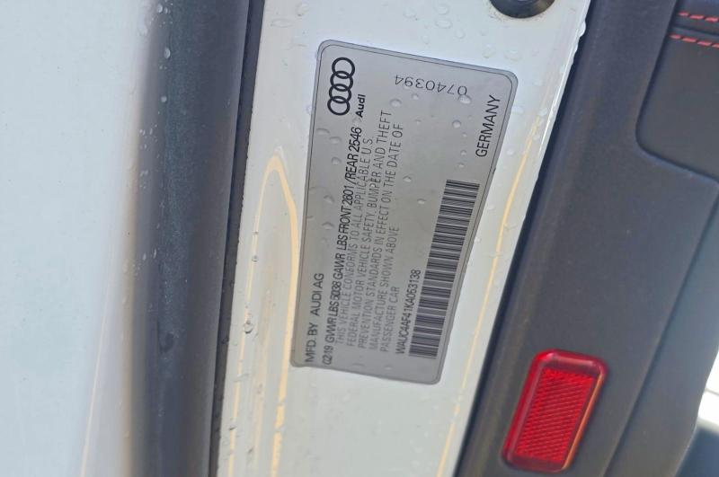 Продажа на аукционе авто 2019 Audi S4, vin: WAUC4AF41KA053138, номер лота: 61753896