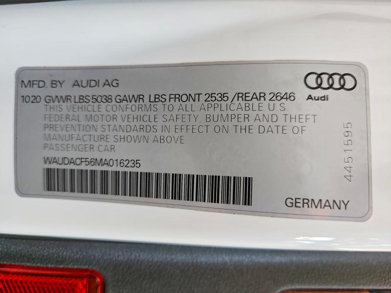 62782766 :رقم المزاد ، WAUDACF56MA016235 vin ، 2021 Audi A5 مزاد بيع