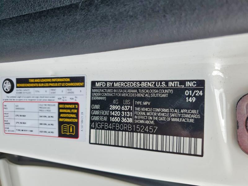 59709856 :رقم المزاد ، 4JGFB4FB0RB152457 vin ، 2024 Mercedes-benz Gle مزاد بيع