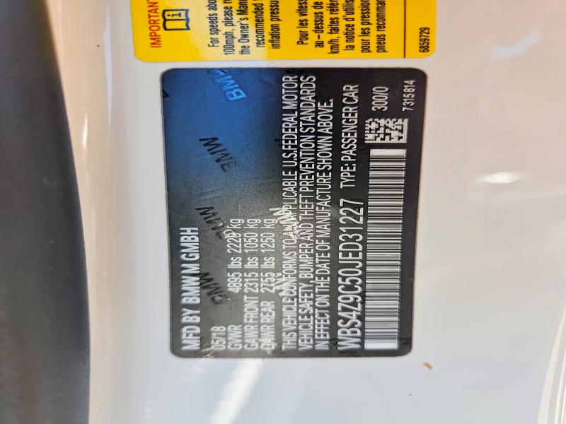 59303506 :رقم المزاد ، WBS4Z9C50JED31227 vin ، 2018 Bmw M4 مزاد بيع