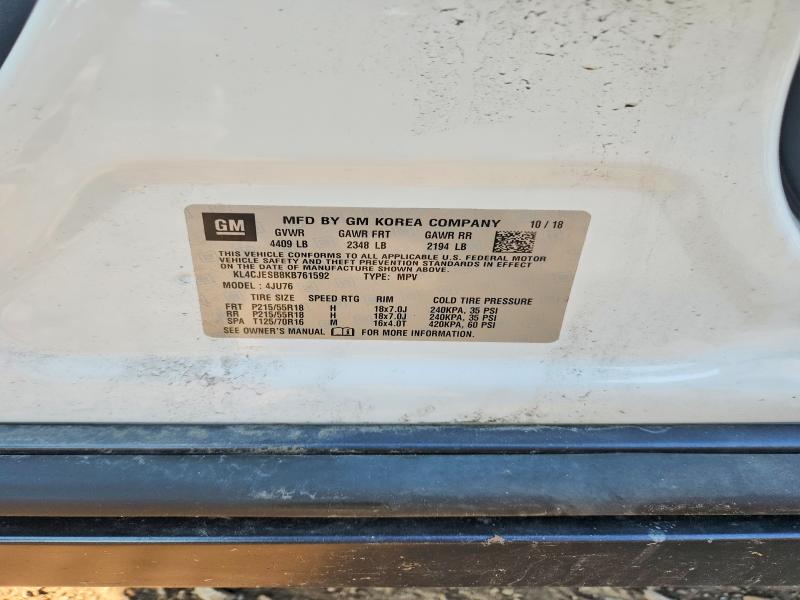 Aukcja sprzedaży 2019 Buick Encore, vin: KL4CJESB8KB761592, numer aukcji: 61490036
