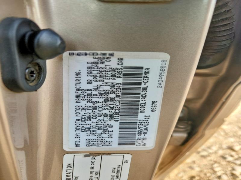 Продажа на аукционе авто 2002 Toyota Camry, vin: 4T1BE32K12U072343, номер лота: 61092236