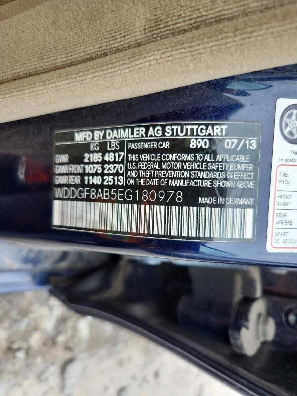 58926946 :رقم المزاد ، WDDGF8AB5EG180978 vin ، 2014 Mercedes-benz C مزاد بيع