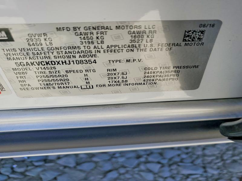 Aukcja sprzedaży 2017 Buick Enclave, vin: 5GAKVCKDXHJ108354, numer aukcji: 60141146