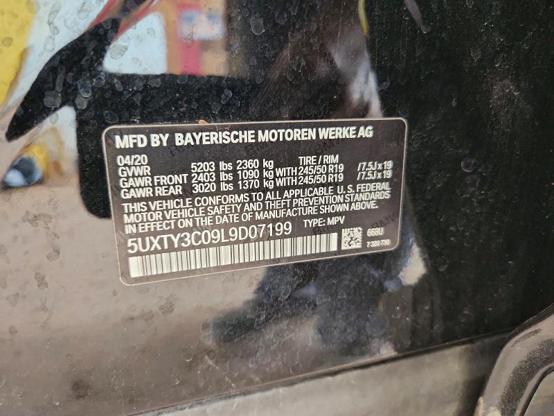 Aukcja sprzedaży 2020 Bmw X3, vin: 5UXTY3C09L9D07199, numer aukcji: 60497706