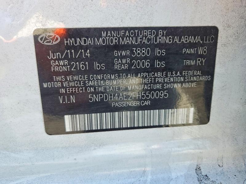 2015 Hyundai Elantra მანქანა იყიდება აუქციონზე, vin: 5NPDH4AE2FH550095, აუქციონის ნომერი: 61060256