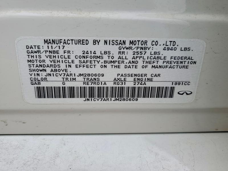 60033896 :رقم المزاد ، JN1CV7AR1JM280609 vin ، 2018 Infiniti Q50 مزاد بيع
