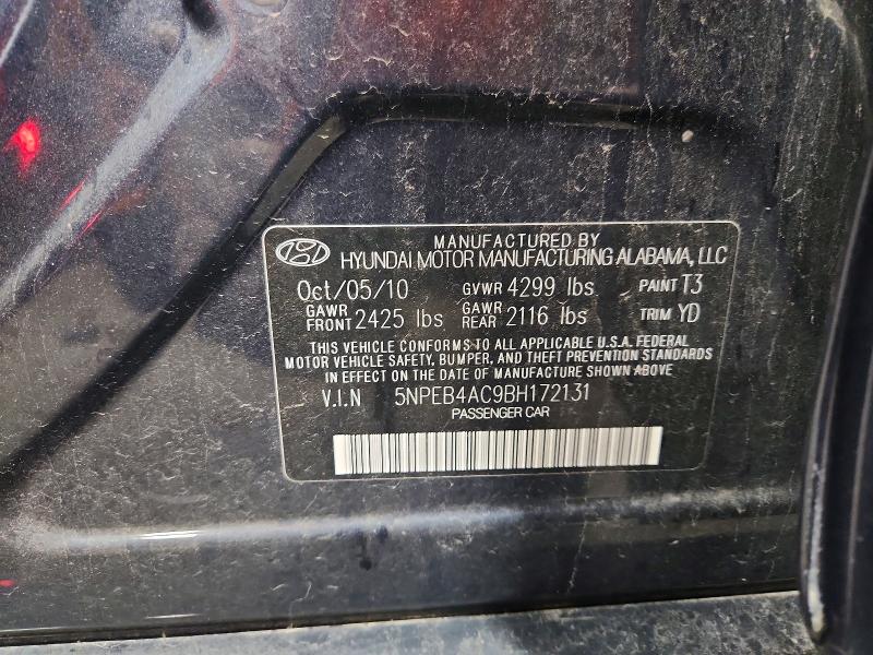 Продаж на аукціоні авто 2011 Hyundai Sonata, vin: 5NPEB4AC9BH172131, номер лоту: 59853586