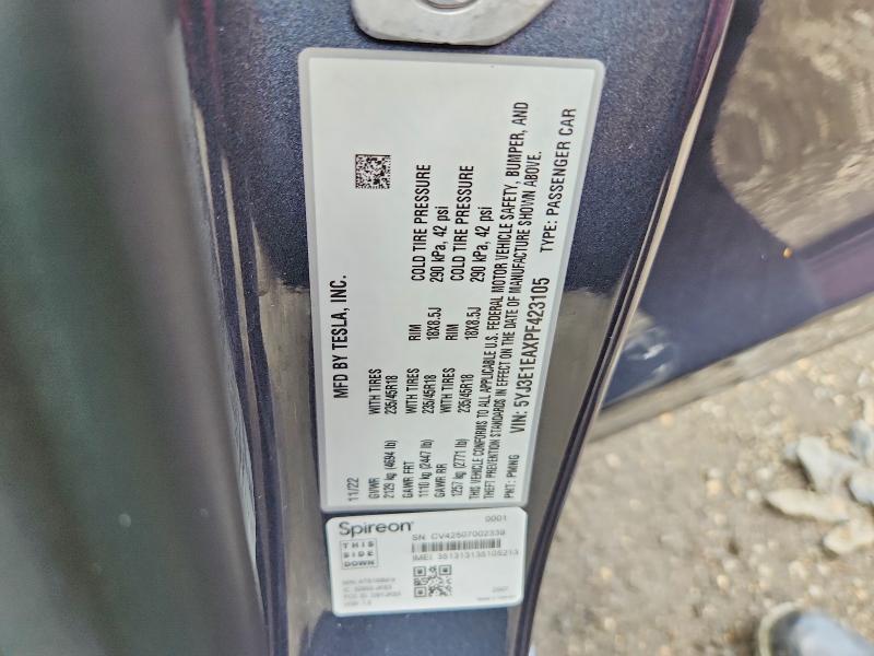 Aukcja sprzedaży 2023 Tesla Model 3, vin: 5YJ3E1EAXPF423105, numer aukcji: 59883086