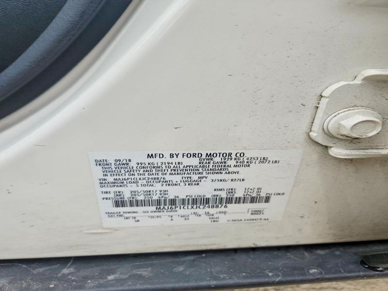 2018 Ford Ecosport მანქანა იყიდება აუქციონზე, vin: MAJ6P1CLXJC248876, აუქციონის ნომერი: 59371946