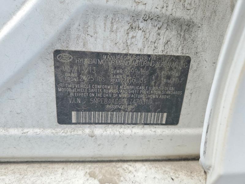 60879036 :رقم المزاد ، 5NPEB4AC6DH747031 vin ، 2013 Hyundai Sonata مزاد بيع