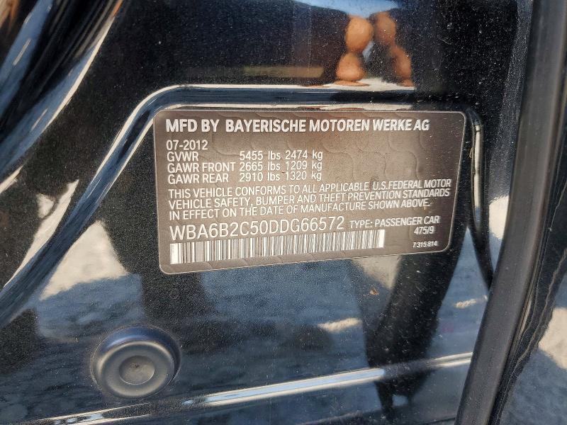 Продаж на аукціоні авто 2013 Bmw 650, vin: WBA6B2C50DDG66572, номер лоту: 60320426