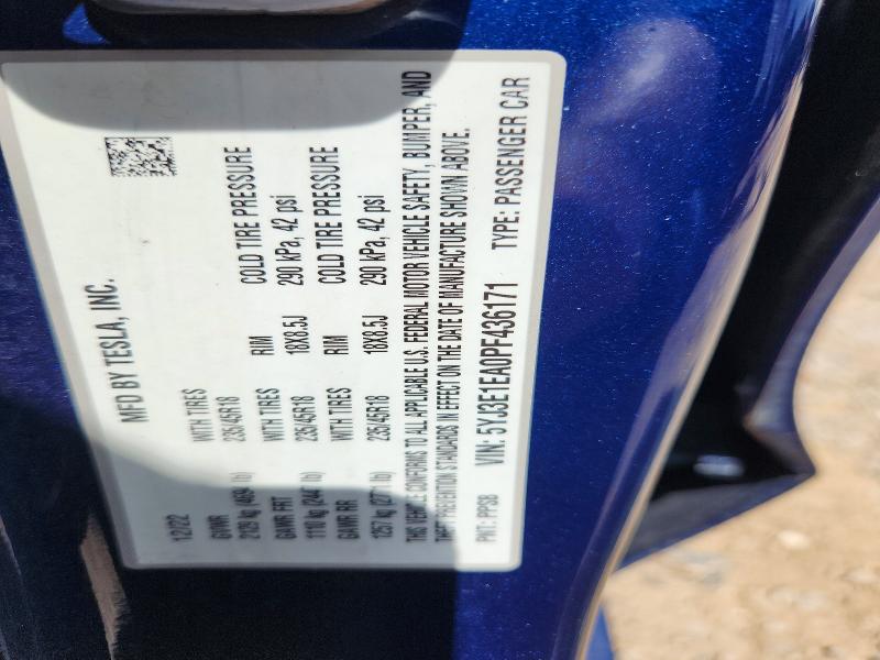 Продаж на аукціоні авто 2023 Tesla Model 3, vin: 5YJ3E1EA0PF436171, номер лоту: 60959956