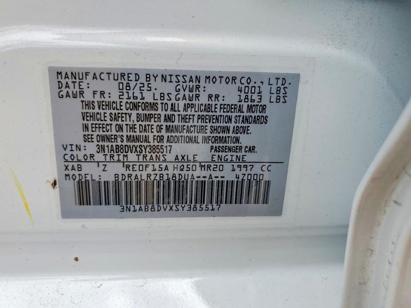 Продаж на аукціоні авто 2025 Nissan Sentra, vin: 3N1AB8DVXSY385517, номер лоту: 61018746