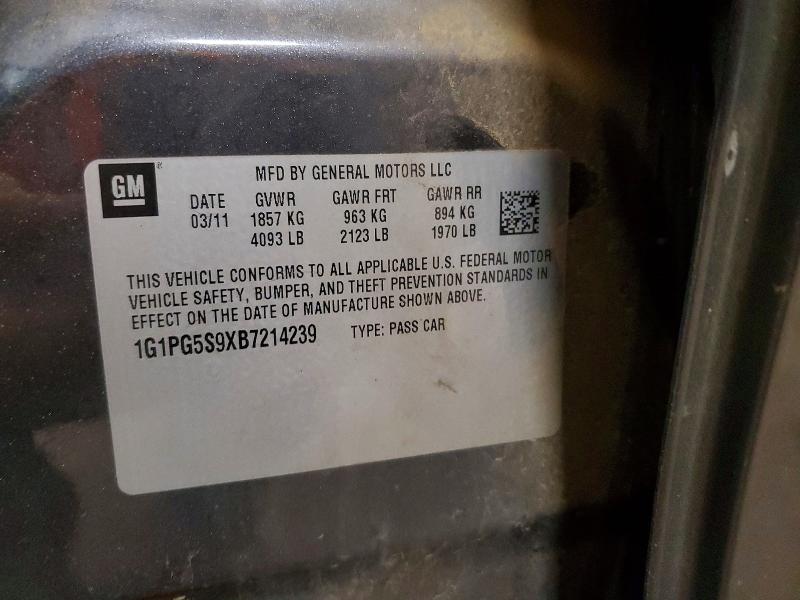 2011 Chevrolet Cruze მანქანა იყიდება აუქციონზე, vin: 1G1PG5S9XB7214239, აუქციონის ნომერი: 62657806