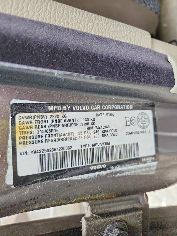 60027686 :رقم المزاد ، YV4SZ592361230082 vin ، 2006 Volvo Xc70 مزاد بيع