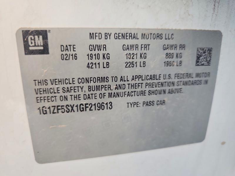 2016 Chevrolet Malibu მანქანა იყიდება აუქციონზე, vin: 1G1ZF5SX1GF219613, აუქციონის ნომერი: 61713356
