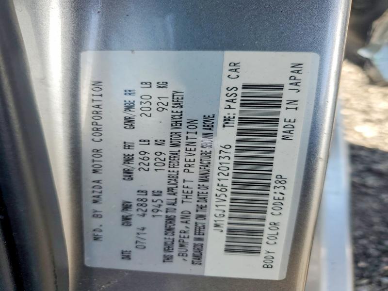 61885166 :رقم المزاد ، JM1GJ1V56F1201376 vin ، 2015 Mazda 6 مزاد بيع