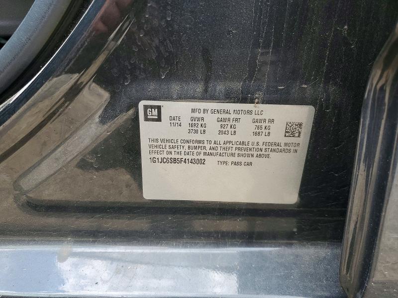 Продажа на аукционе авто 2015 Chevrolet Sonic, vin: 1G1JC6SB5F4143002, номер лота: 62498476