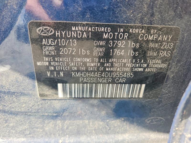 Aukcja sprzedaży 2013 Hyundai Elantra, vin: KMHDH4AE4DU955485, numer aukcji: 61075096
